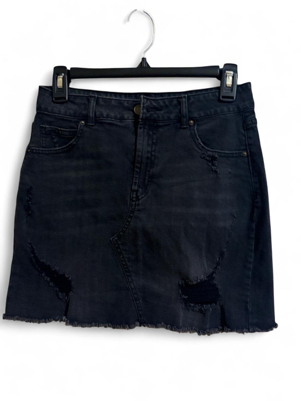 Wild Fable Black Distressed Denim Mini Skirt Sz 6